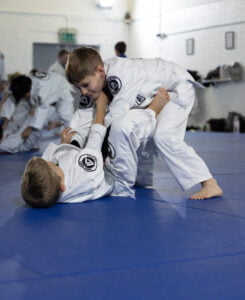 Two Roger Gracie Bristol chikd students sparring. One is playing guard and one is trying to pass.